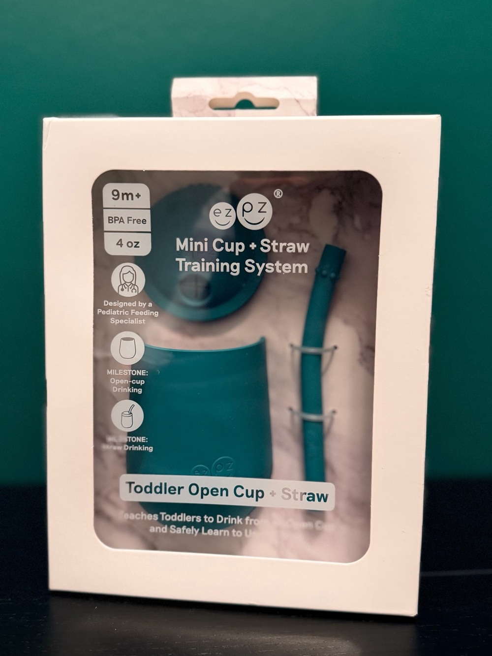 ezpz Toddler Mini Cup + Straw Training System - Teal